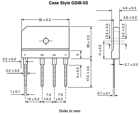 Mechanical Drawing - Vishay Semiconductors GSIB6x Bridge Rectifiers